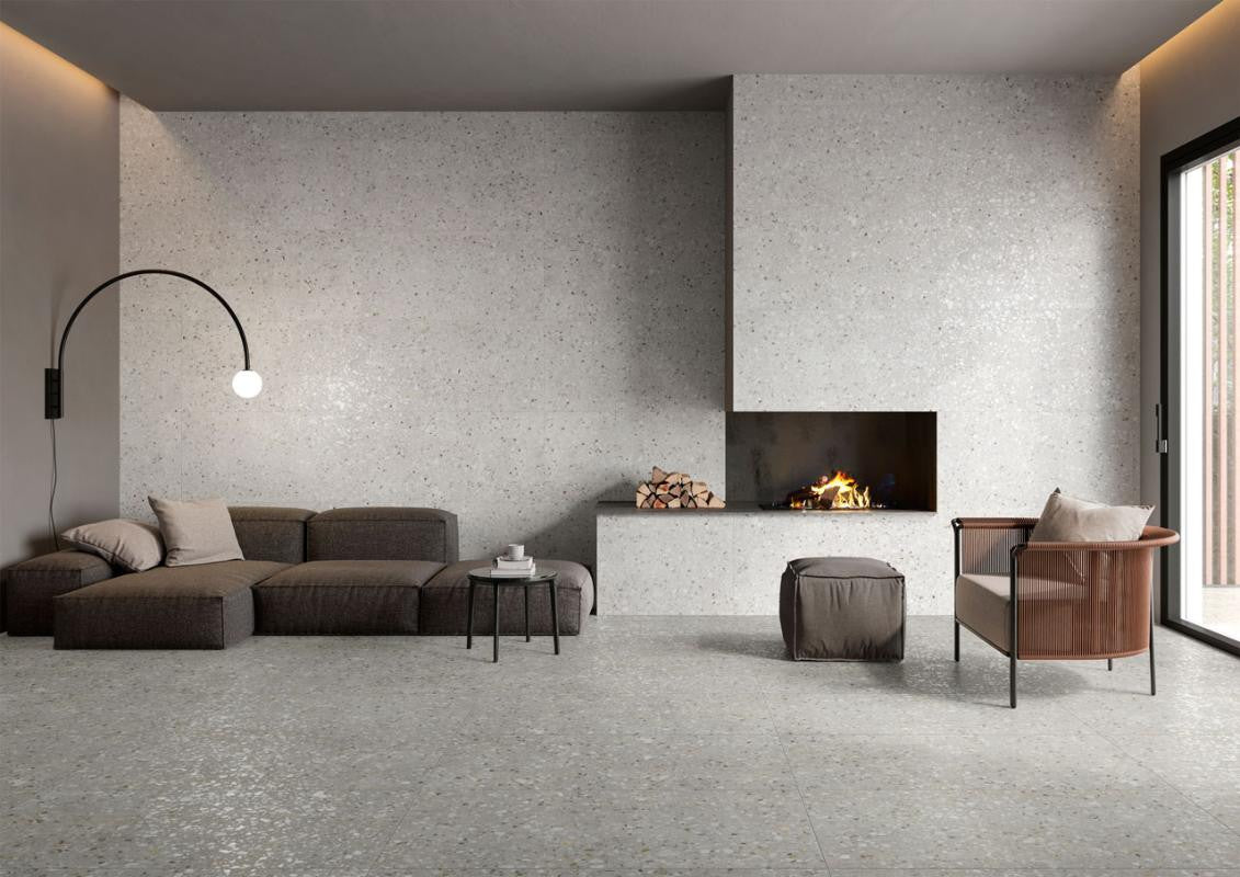 Baldosa de porcelana con aspecto de mármol Frammenta Bianco 12x24
