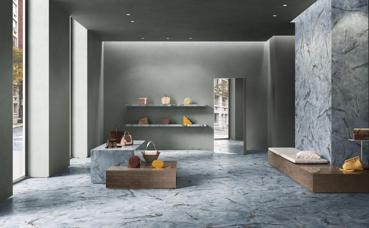 Azulejo de Porcelana Pulido con Apariencia de Ónix Premiere Onice Azzurro 24x24