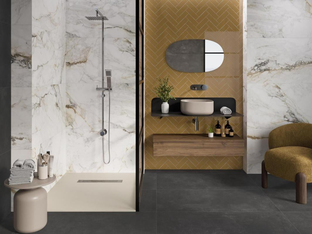 Pisa Gold Polished 18x36 Marble Look Porcelain Tile