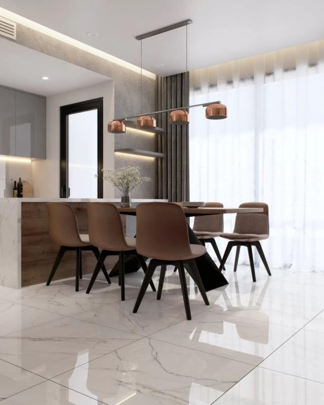 Olimpo 28x28 Polished Marble Look Porcelain Tile
