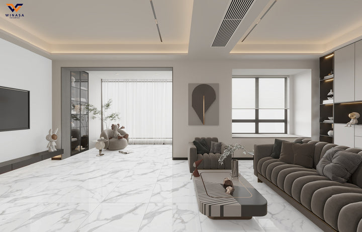 Silver Moon 24x24 Polished Marble Look Porcelain Tile