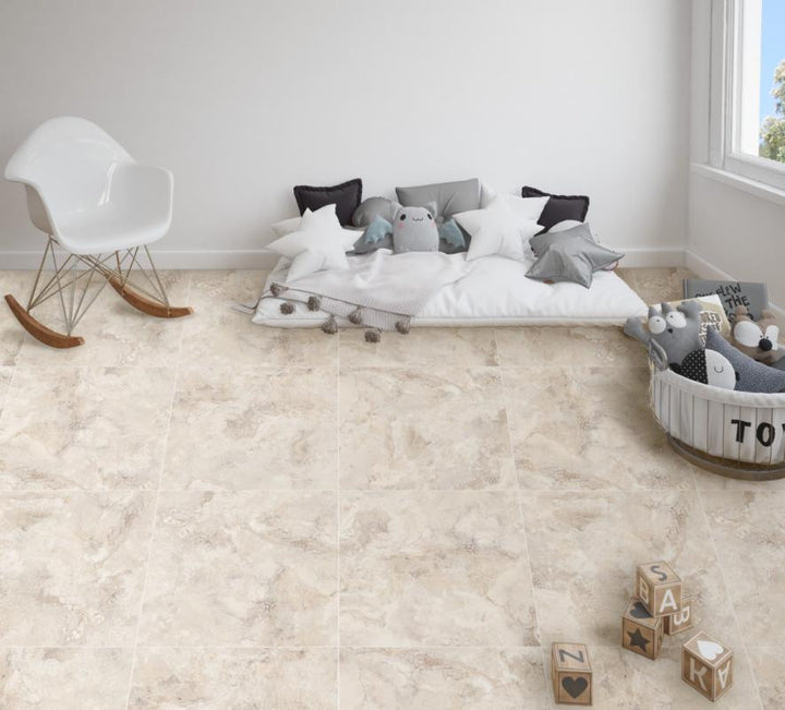 Rapolano Bone Polished 24x24 Travertine Look Porcelain Tile