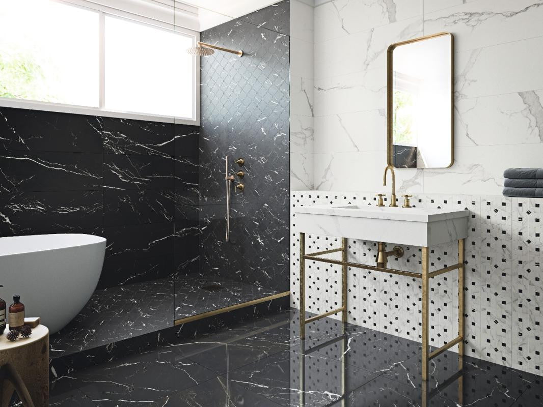 Baldosa de porcelana con aspecto de mármol Marmorea Estatuario 24x24