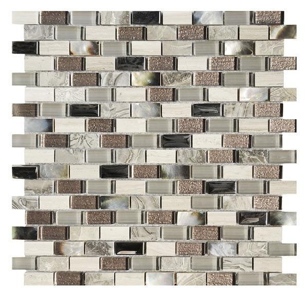 Nacar Stone and Glass Brick Mosaic Tile 12x12 Sheet