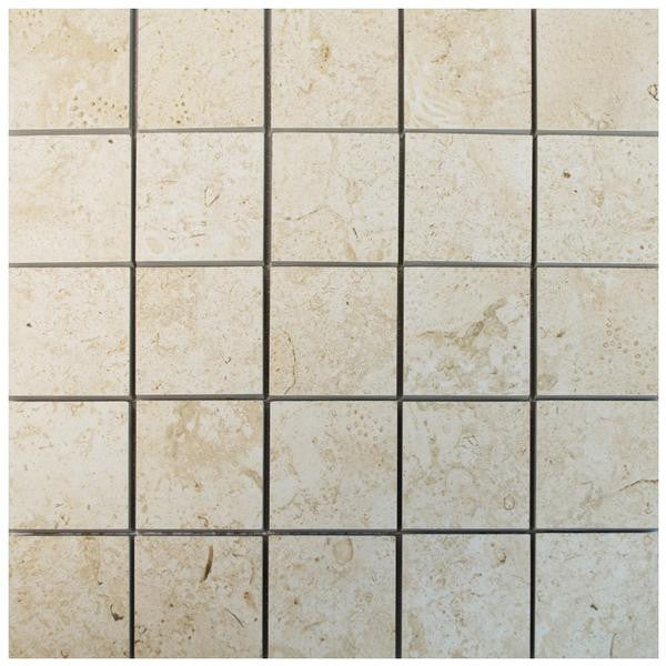 Mosaico de porcelana Coralina Belice Blanco 2x2 en lámina de 12x12