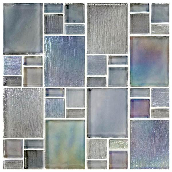 Avalon Gray Puzzle Glass Mosaic Tile 12x12 Sheet