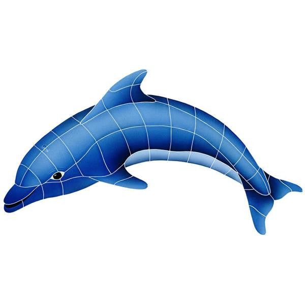 Dolphin Blue Left Small 18x30 Ceramic Mosaic Accent