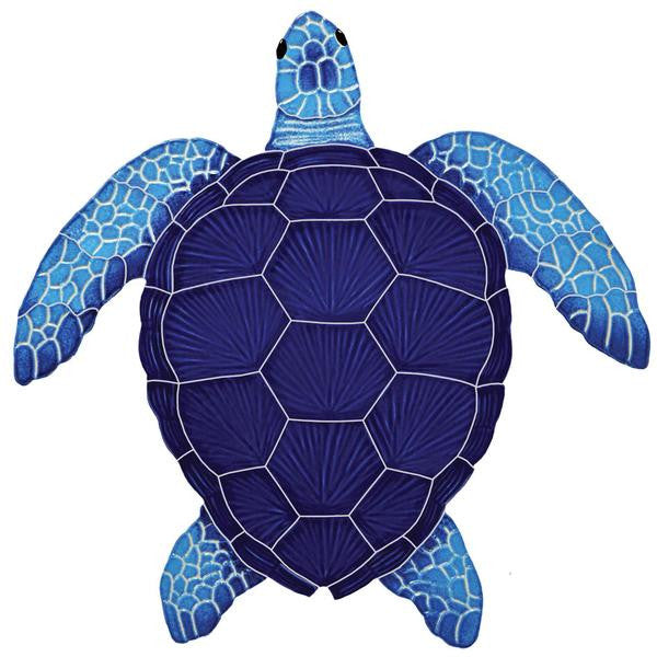 Turtle Loggerhead Blue Medium 15x15" Ceramic Mosaic Tile
