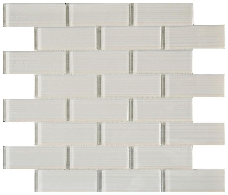 Pristine White 1.5x4 Glass Mosaic 12x12 Sheet