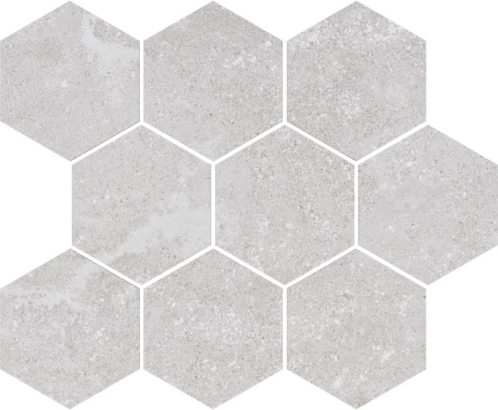 Mosaico de porcelana hexagonal Chamonix White de 12x12 y 4"