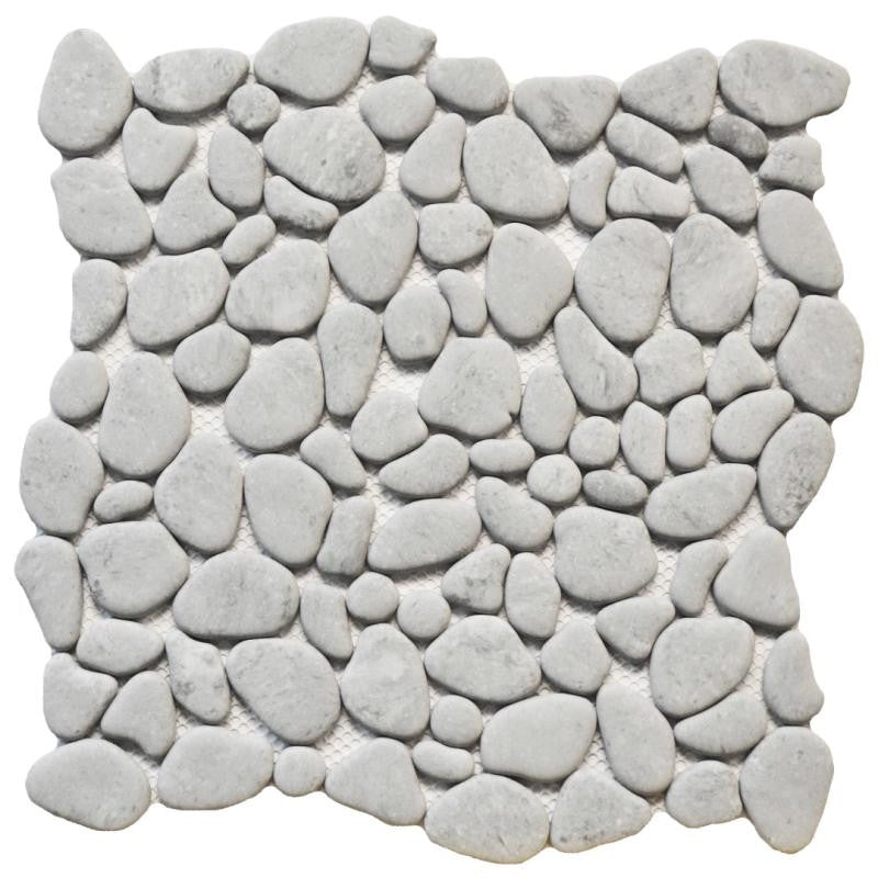 Mosaico de vidrio Canto Rodado Cemento 12x12 en lámina