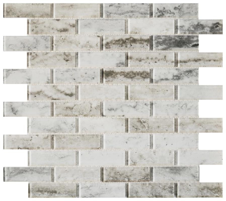 Grey Blend 1x3 Glass Mosaic Tile 12x12 Sheet