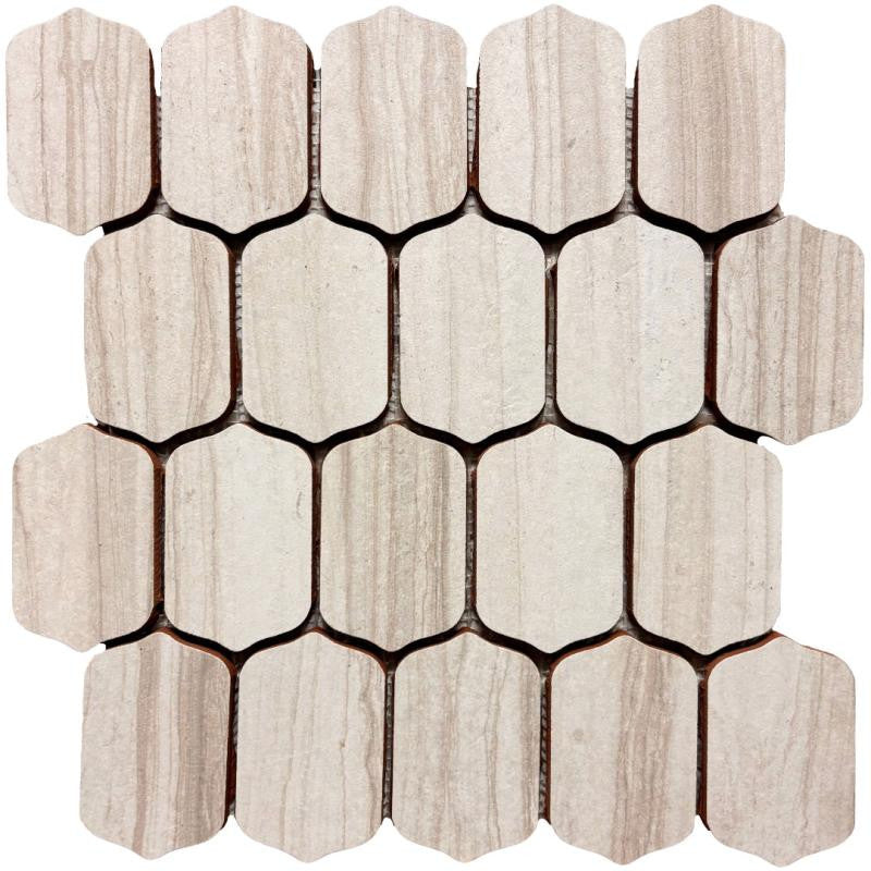 Burano Bianco Picket Ceramic Mosaic Tile 12x13 Sheet