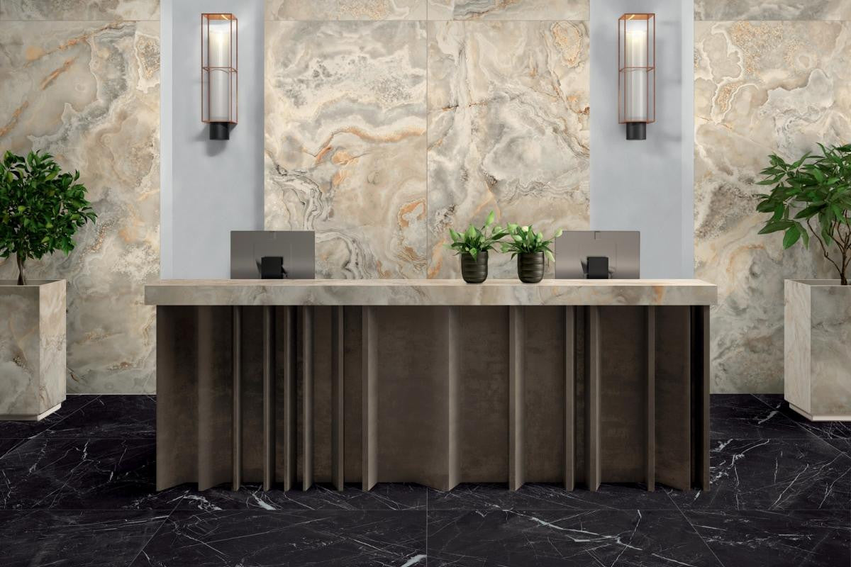 Panel de Porcelánico Efecto Mármol Marmoteca Marquinia Black 48x110