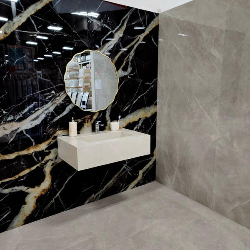 Marmoteca Golden Carbon 48x110 Polished Marble Look Porcelain Panel Porcelain Tile