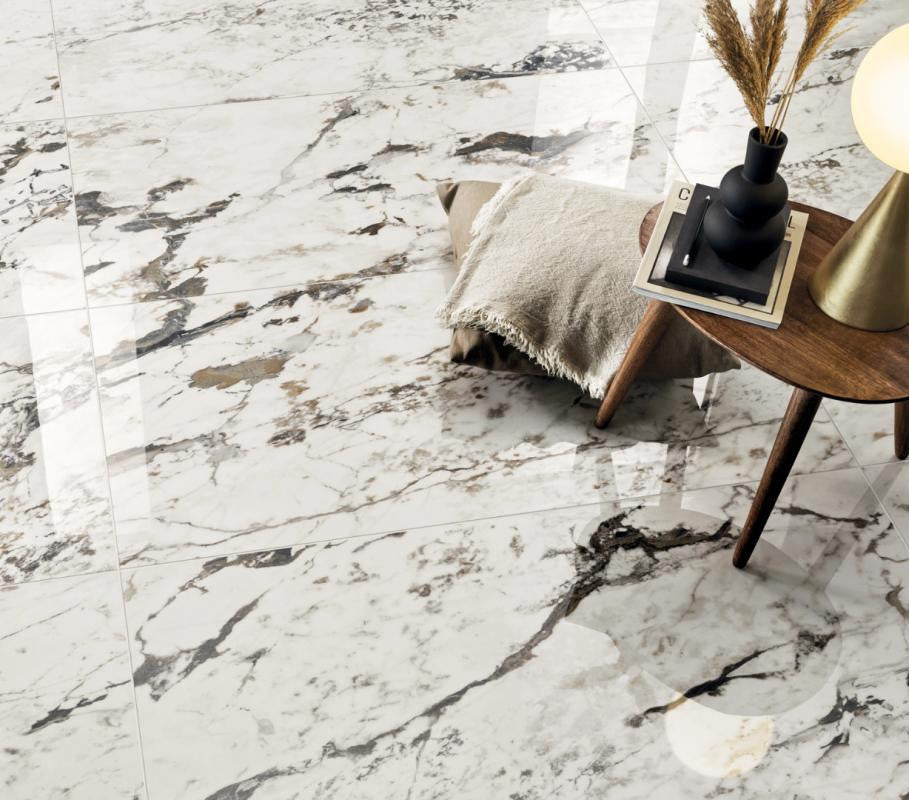 Perpetual Breccia Warm Polished 48x109 Marble Look Porcelain Panel Porcelain Tile