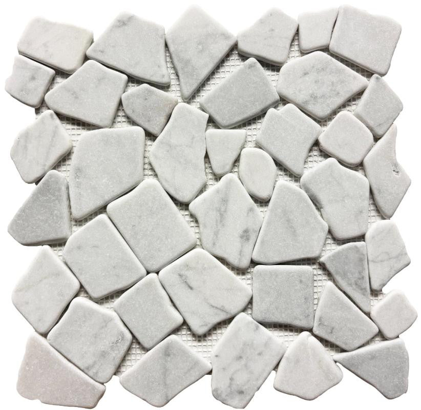 Marmol Bianco Carrara Mosaico de Guijarros 12x12
