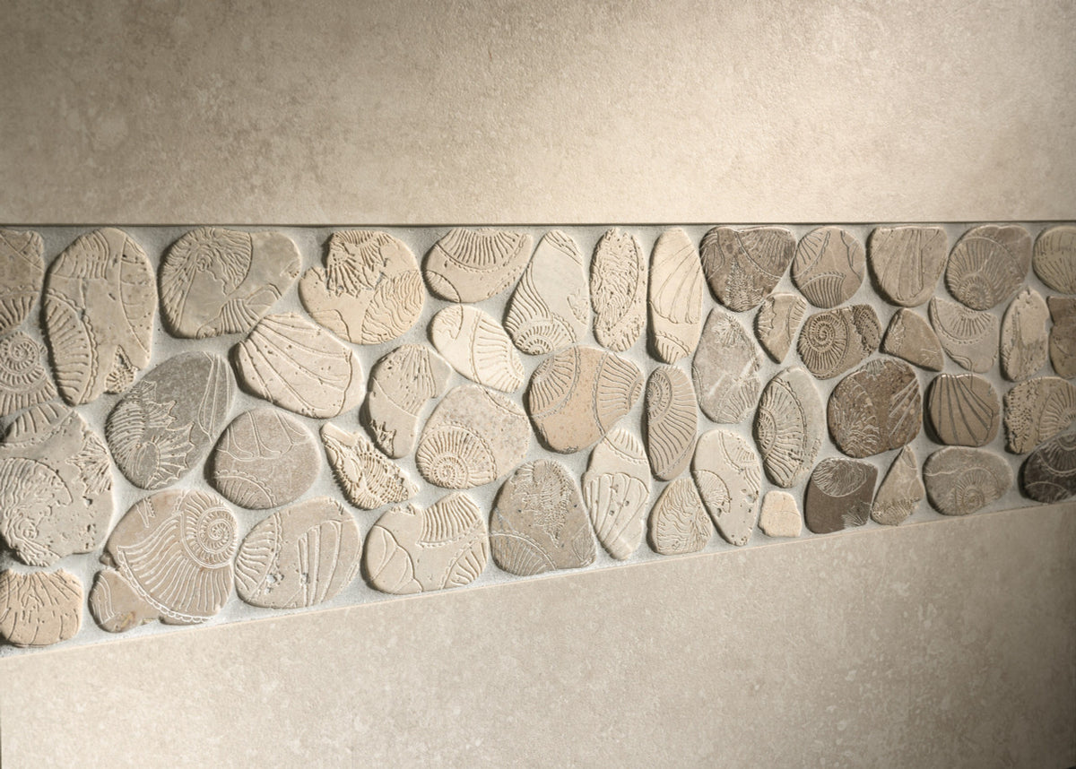 Light Color Fossil Pebbles 12x12 Natural Stone Mosaic Tile