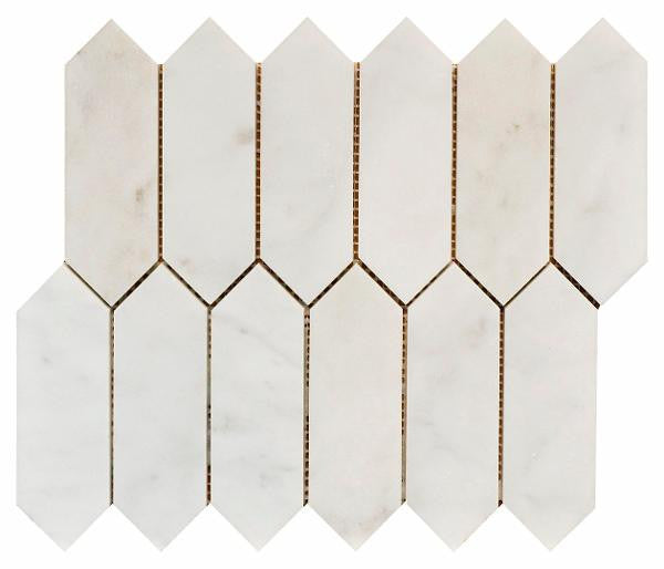 Imperial White Marble Picket Mosaic Tile 12x12