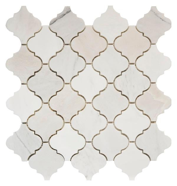 Mosaico de mármol Latern Arabesque Dolomite y Ice de 12x12