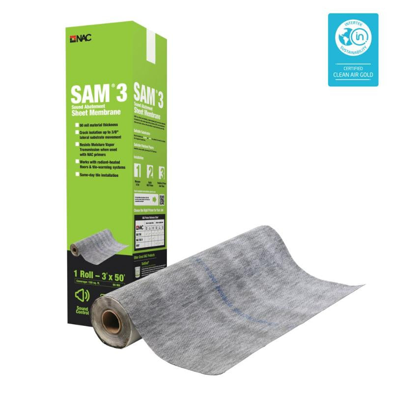 NAC SAM 3 Sound Abatement & Crack Isolation Membrane, 3 ft Roll