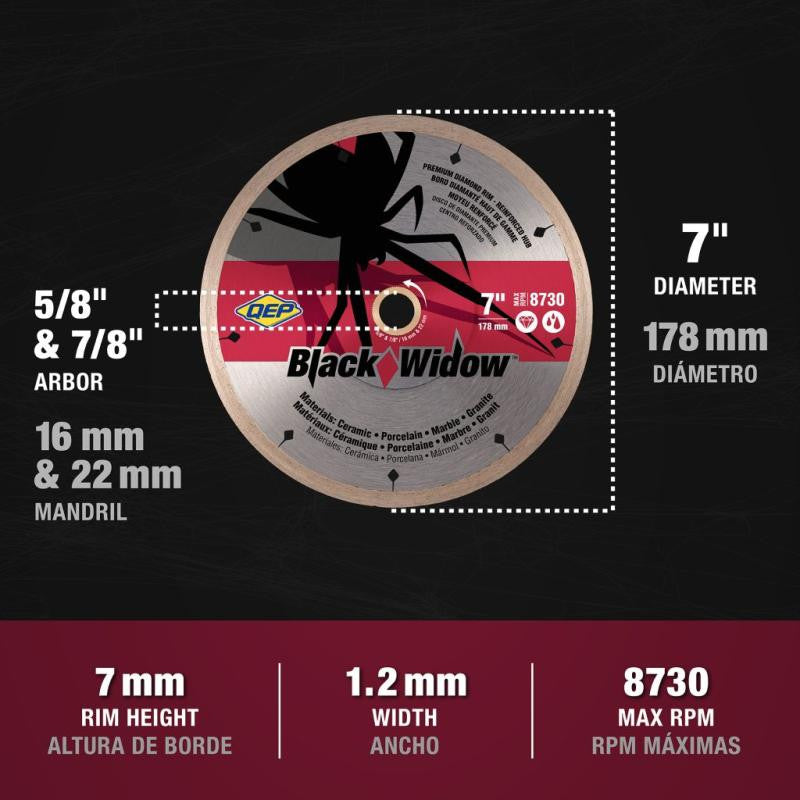Black Widow 7" Premium NexGen Diamond Tile Blade