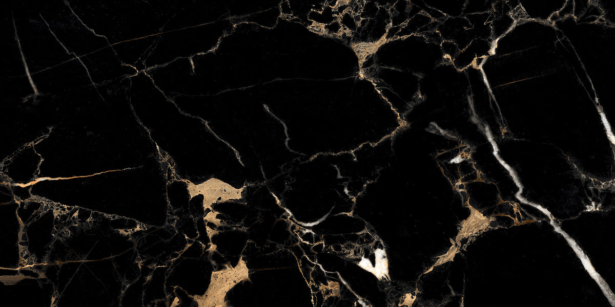 Nero Laurent 24x48 Polished Black Marble Look Porcelain Tile