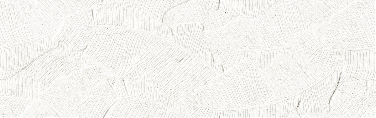 Verona Botania White Leaf Deco 12x40 Ceramic Wall Tile