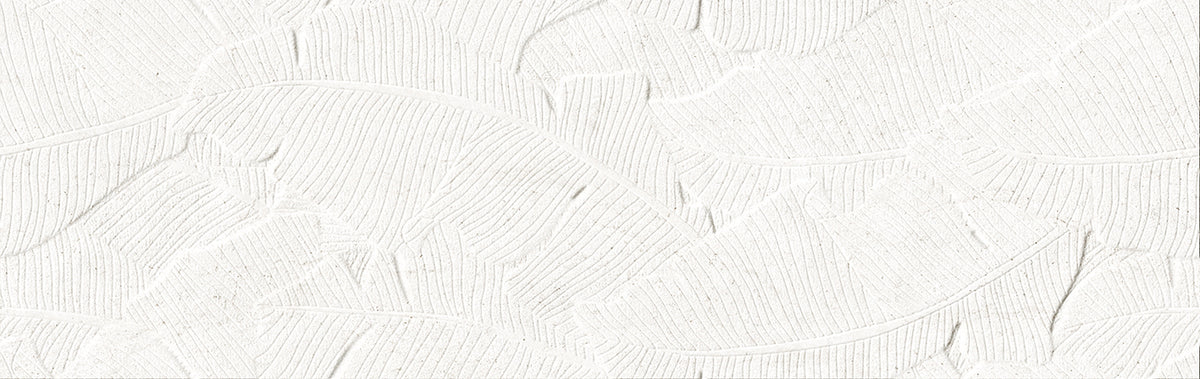 Verona Botania White Leaf Deco 12x40 Ceramic Wall Tile