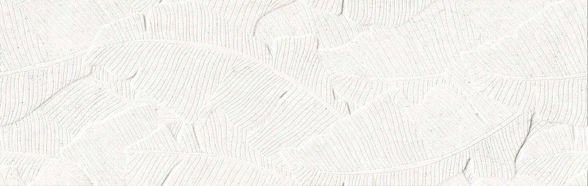 Verona Botania White Leaf Deco 12x40 Ceramic Wall Tile
