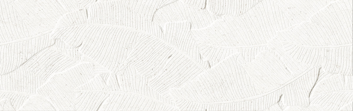 Verona Botania White Leaf Deco 12x40 Ceramic Wall Tile