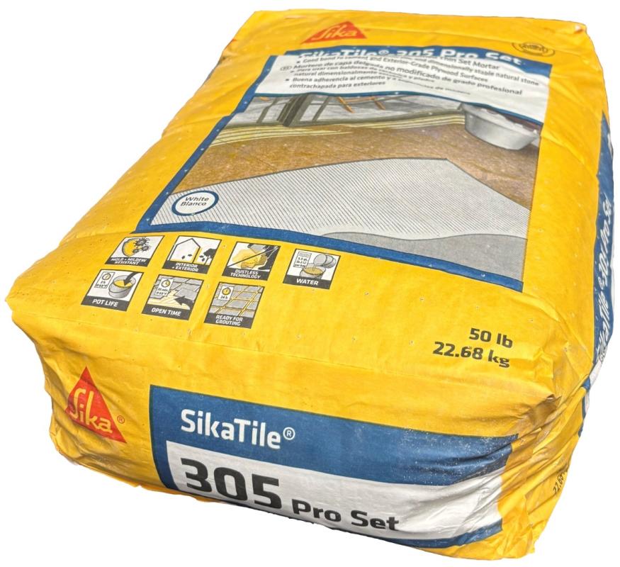SikaTile-305 Pro Set Thin-Set Mortar, White, 50 lb