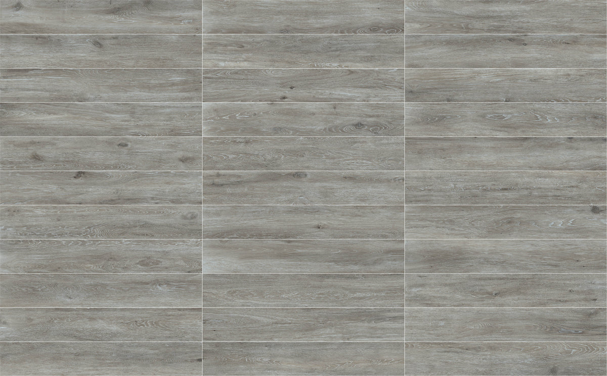 Viggo Ceniza 8x48 Baldosa de Porcelana Imitación Madera Roble Gris