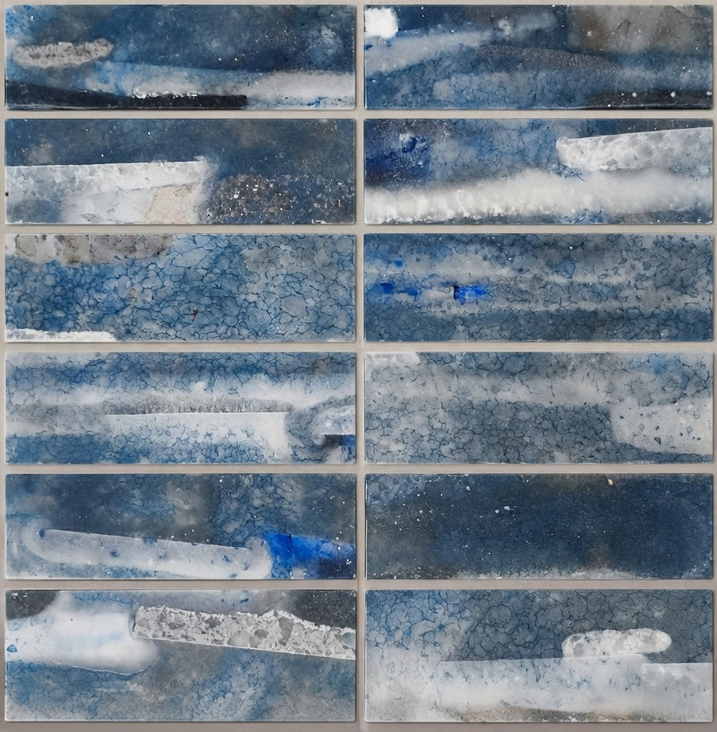 Caleido Marino 2x6 Glass Mosaic Tile 12x12 Sheet
