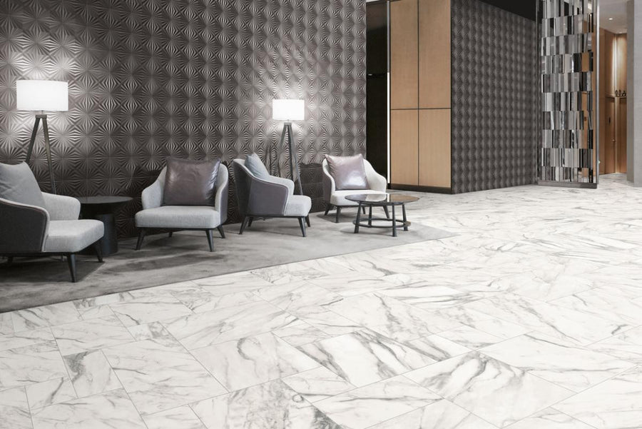 Azulejo de porcelana de aspecto de mármol de patrón modular Venato