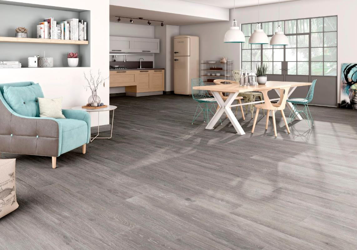 Viggo Ceniza 8x48 Baldosa de Porcelana Imitación Madera Roble Gris
