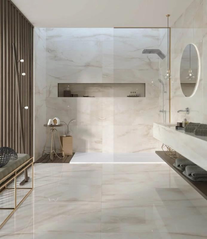 Baldosa de porcelana pulida Allure Nacar 12x24 para suelo
