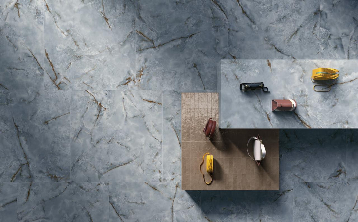 Azulejo de Porcelana Pulido con Apariencia de Ónix Premiere Onice Azzurro 24x24