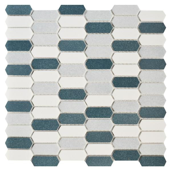 Blue Blend Picket Glass Mosaic Tile 11x11 Sheet