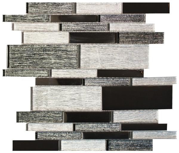 Mosaico de vidrio lineal Glimmer en lámina de 12x12
