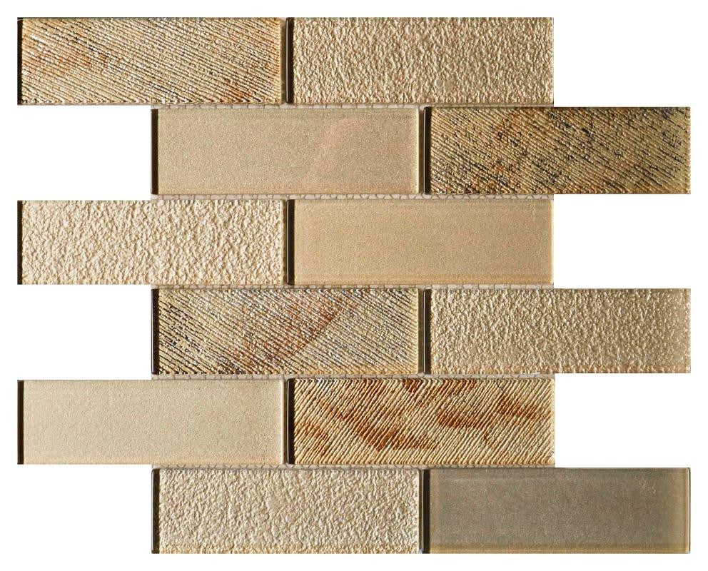 Mosaico de Vidrio Champagne Metalizado 2x6 12x12