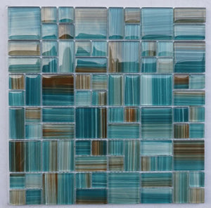Mosaico de vidrio Pure Aqua Puzzle Hoja de 12x12