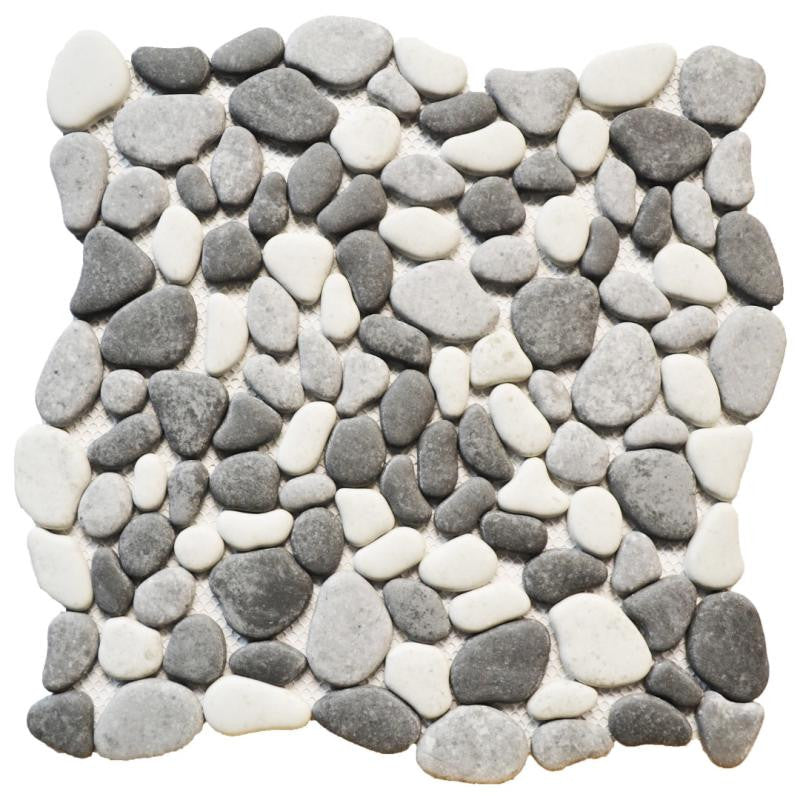 Azulejo de Mosaico de Guijarros de Vidrio Gris Mezcla de 12x12 Pulgadas