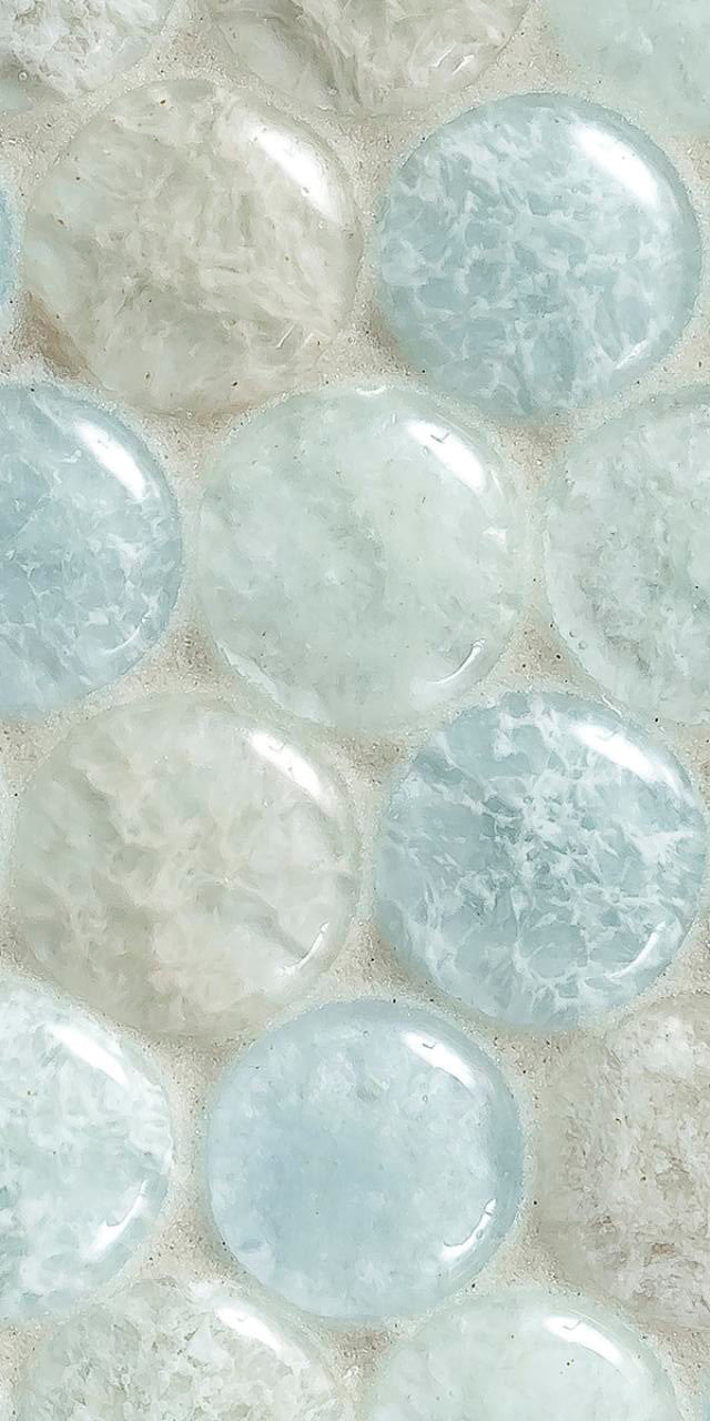 Mosaico de vidrio Bubbles Clear Lagoon en lámina de 11x11