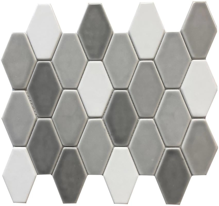Mosaico de vidrio Diamante Gris Mixto Lámina de 12x12