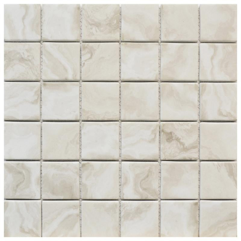 Mosaico de Vidrio Beige Regal 2x2 en Plancha de 12x12