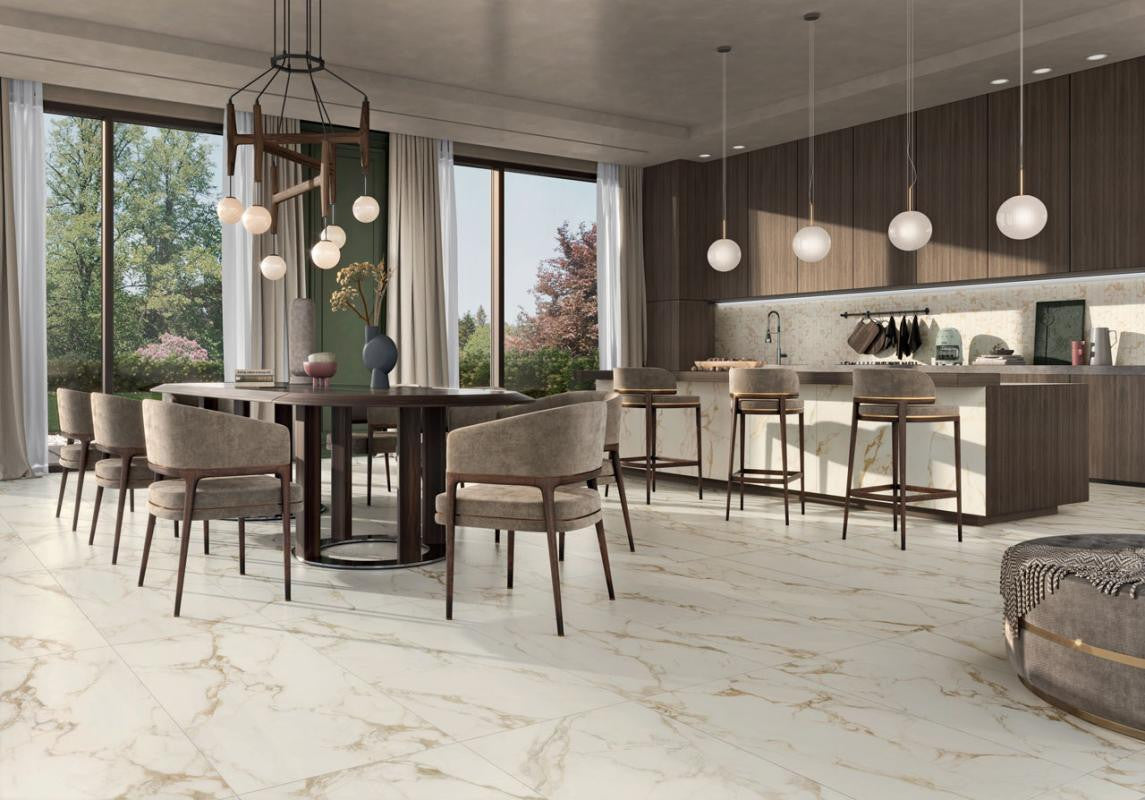 Prestige Calacatta Gold 2x2 Porcelain Mosaic 12x12 Sheet