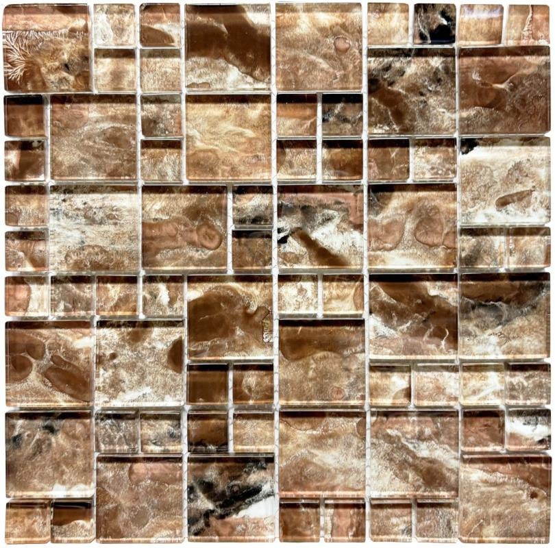 Mosaico de vidrio Abstract Earth en lámina de 12x12