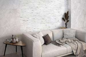 Azulejo de pared de porcelana con aspecto de pizarra 3D Thuy Blanco 13x36