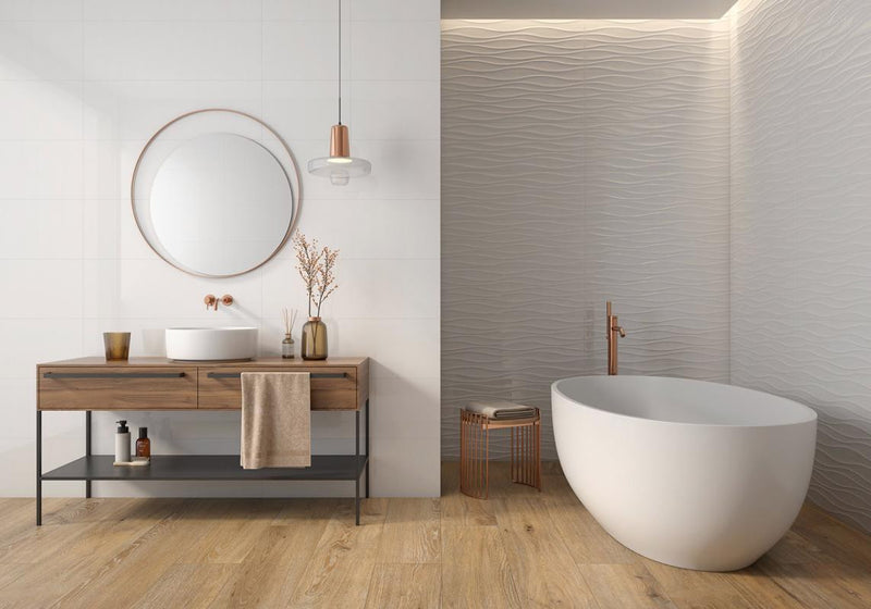 Sculpted Feature Wall — Patterned Kitchen tile at Tile Outlets of America